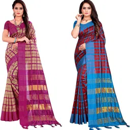 SHAIBO SAREE Checked Silk Cotton Uppada Saree-picture-37