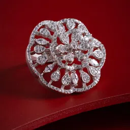 Kushal's Fashion Jewellery White Rhodium-Plated Party Zircon Finger Ring-picture-19
