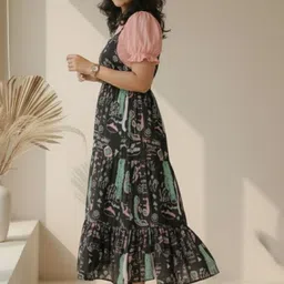 Ethniclook Print Puff Sleeve Fit & Flare Maxi Dress image 2