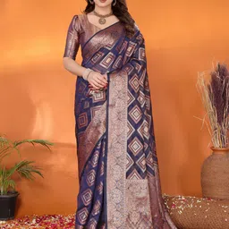 yourwish Ethnic Motifs Zari Organza Banarasi Saree-image-12