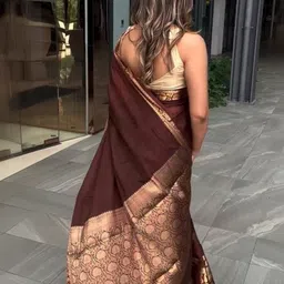 ABC ANY BUDY CLEAN Ethnic Motifs Zari Silk Blend Saree image 3