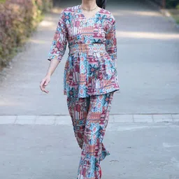 KALINI Printed V-Neck Tunic With Trouser-picture-40