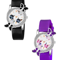 Gopal Shopcart Women Printed Round Dial Analogue Watch 328 BLK PUR Fosil-picture-42