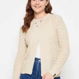 CREATIVE LINE Women Geometric Self Design Woollen Winter Cardigan-image-58