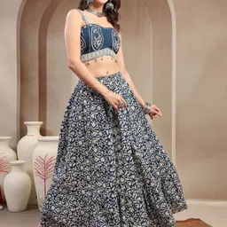 Stylum Printed Pure Cotton Shoulder Strap Neck Top With Skirt Co-Ords image 3