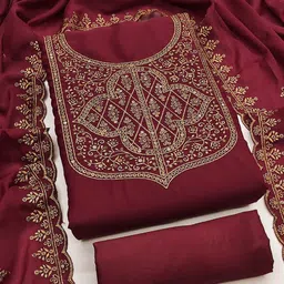 LeeliPeeri Designer Floral Embroidered Unstitched Dress Material image 2