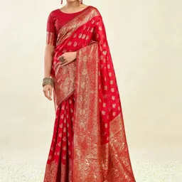 ALBIRA CREATION Woven Design Zari Silk Blend Banarasi Saree-picture-33