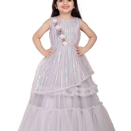 BETTY Girls Floral Net Fit & Flare Maxi Dress-picture-11