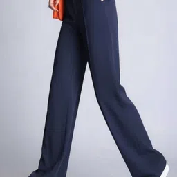 Next One Women Smart Straight Fit High-Rise Easy Wash Pleated Trousers image 3