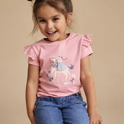 mothercare Girls Graphic Printed Round Neck Cotton T-shirt-picture-38