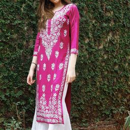 GoSriKi Women Embroidered Chikankari Kurta-picture-22