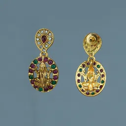 Diksha collection Brass-Plated Stone Studded & Beaded Matte Finish Temple Jewellery Set image 5