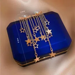 OPUS GEMS Gold-Plated Star Shaped Tasselled Drop Earrings image 2