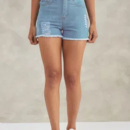 DOLCE CRUDO High-Rise Relaxed Fit Denim Shorts-picture-19