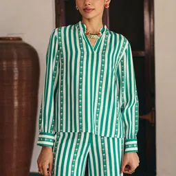 Muvazo Women Floral Print Mandarin Collar Top-picture-28