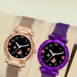 SZN Women Dial & Stainless Steel Straps Analogue Watch Mag Flower Gold+PurpleSZNN36514460-image-71
