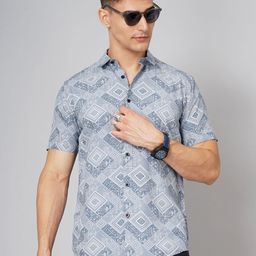 THE BEETEL HOUSE Men Standard Fit Spread Collar Geometric Printed Casual Shirt-picture-38
