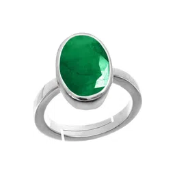 RRVGEM 5.25 Ratti 4.40 KT Colombian Emerald GemStone Panna Silver Plated Ring-picture-17