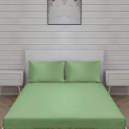 Trance Home Linen Green Cotton 300 TC King Bedsheet Set- 2.74 m x 2.74 m image 1