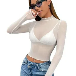clobug High Neck Sheer Fitted Crop Top-picture-23