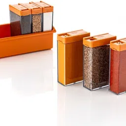 rameshtha Spice Rack 6 Pcs Set | Glass Spice Jars with Stand for Kitchen Storage Storage Box image 1