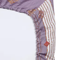 Myntra Elegant Homes Purple Printed 300 TC Fitted King Bedsheet Set 2.70 m x 2.70 m image 5