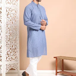 Anouk Men Floral Embroidered Regular Sequinned Pure Cotton Kurta with Pyjamas image 1