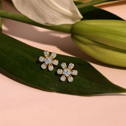 mia by tanishq Mia by TanishqGold & Diamond Floral Flutter Stud Earrings-picture-27