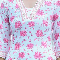 SAK JAIPUR Floral Printed Round Neck Straight Kurta image 4