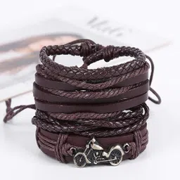 The Roadster Lifestyle Co Set Of 4 Biker Wrist Band Bracelets image 3