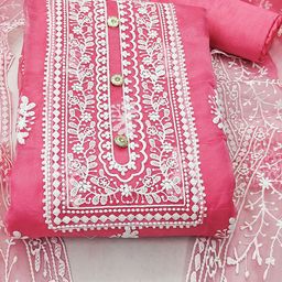 Ishin Embroidered Organza Unstitched Dress Material-picture-23