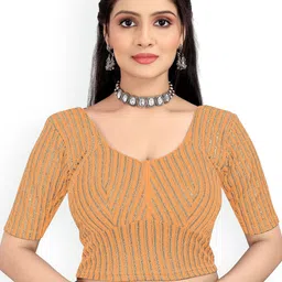SCUBE DESIGNS Printed Round Neck Stretchable Saree Blouse-image-73