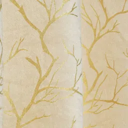 GEET CREATIONS Cream-Coloured & Gold-Toned Velvet Room Darkening Window Curtain image 4