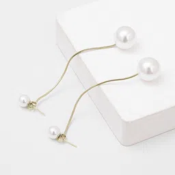 FIMBUL Gold-Plated Pearls Beaded Spherical Drop Earrings image 4