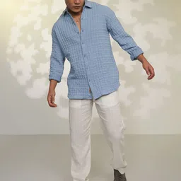 Campus Sutra Men Comfort Textured Opaque Casual Oversized Shirt-image-43