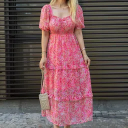 seek by sheetal Women Maxi Pink Full Length Dress image 1