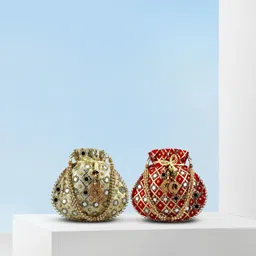 lookingfab Women Red Potli-picture-21
