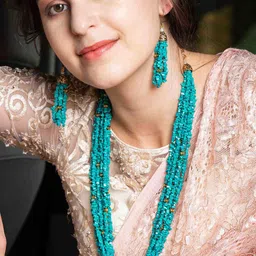 ODETTE Tibeti Uncut Stones-Studded Layered Jewellery Set-picture-10