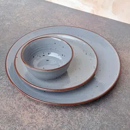 craftokri Ceramic Grey Dotted Ceramic 3-Piece Place Setting Dinner Set-picture-16