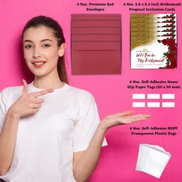 aanyacentric 5.8x8.3inch Will You be My Bridesmaid Invites with Envelopes Invitation Card image 2