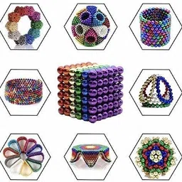ghoniya enterprise Multi-Colored Balls for Kids , Degree Round Magnetic Stainless Steel Solid Balls for Kids Toy , 216 pcs- Multi Color image 3