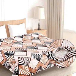 BLUEDOT Brown Geometric Printed Fleece Heavy Winter 300 GSM Dohar image 2