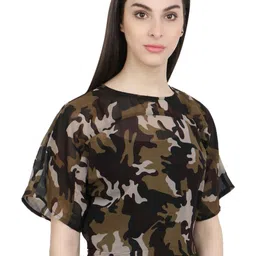 Moda Rapido Animal Print Georgette Crop Top image 2