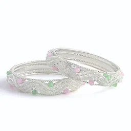 ZULKA Set of 2 Silver-Plated Pearl Metal Bangles image 5