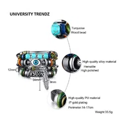 jewelgenics Blue Evil Eye Multi-String Wristband Leather Bracelet For Men image 4