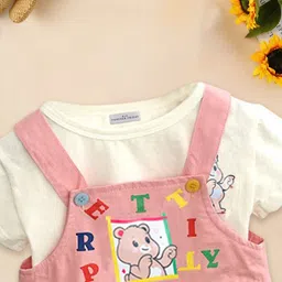 FOREVER FRIDAY Girls Printed Pure Cotton Dungaree With T-Shirt image 4