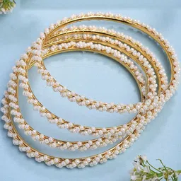 Anouk Women Set of 4 Gold-Plated Pearls Handcrafted Bangles-picture-36