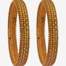 Kushal's Fashion Jewellery Set Of 2 Gold Plated Ethnic Antique Bangles image 4