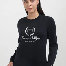 Tommy Hilfiger Women Embroidered Typography Printed Round Neck Sweatshirt-picture-14