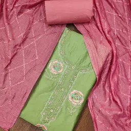 HERE&NOW Floral Embroidered Beads & Stones Unstitched Dress Material-picture-36